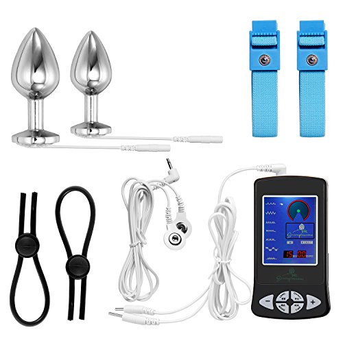 Neu !! Greenpinecone® Luxus Elektro Analplug Set 32 mm und 25 mm, Elektrosex Buttplug für Reizstromgerä, mit Penisring und Drähten