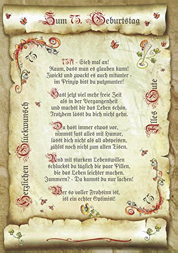 Die Staffelei Geschenk 75. Geburtstag Gedicht Präsent Jubiläum