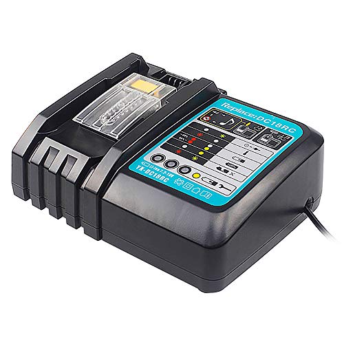 QUPERR lithium_ion - DC18RC Schnellladegerät Kompatibel mit Makita 14,4 V-18 V Li-Ion Ersatzakku BL1815 BL1830 BL1840 BL1850 BL1860 BL1890 BL1415 BL1430 BL1440, Schwarz