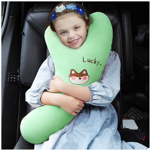 OHAANYY Reisekissen Kinder Auto, Schlafkissen Für Auto Kinder, Reisekissen, Y Form Kinder Auto Kissen, Flugzeug Nackenkissen Für Lange Reisen, Reisekissen Für Erwachsene Und Kinder (Grün)