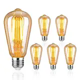 Uchrolls Edison Vintage Glühbirne, 5er Pack E27 6W LED Glühbirne Vintage Antike Glühbirne, Warmweiß (2500K) 700LM, Ideal für Nostalgie und Retro Beleuchtung im Haus Café Bar usw