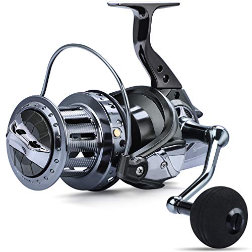 Sougayilang Karpfen Spinning Angelrollen 10000 Series Surf Fishing Reels, 10 + 1 Edelstahl BB Ultra Smooth Leistungsstark mit CNC Aluminium Spule Angelrollen für Salzwasser Süßwasser…