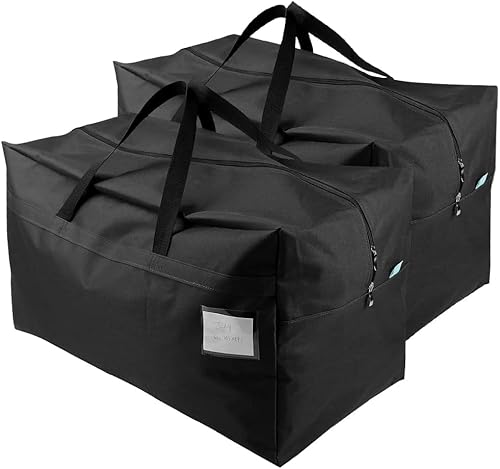 Pack von 2, große Größe Aufbewahrungstasche für Kleidung, Kleidungsstück, Bettwäsche, Festspiele Verzierung Veranstalter Taschen, 100L, Schwarz