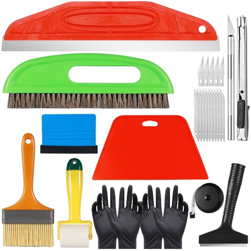 Ysimple 13-teilig Tapetenwerkzeuge, Präzises Tapeten Glättungswerkzeug Set mit Tapezierbürste, Rakel Tapezieren, Nahtroller, Schneidwerkzeug, Tapezierset, für Klebekontakt, Papier, Fensterfolie, Vinyl