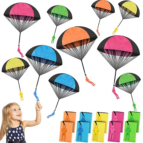 BBjinronjy Kinder Fallschirmspringer Spielzeug,10 Stück Fallschirm Spielzeug Handwurf Armee Männer Fallschirm Spielzeug aufregendes Outdoor Flugspielzeug für Kinder und Erwachsene Luftlandehelden