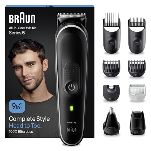 Braun All-In-One Bartpflege Bodygroomer Set, Barttrimmer / Bartschneider, Trimmer/Haarschneider Herren, Haarschneidemaschine, wiederaufladbar, 100 Min. kabellose Laufzeit, MGK5410