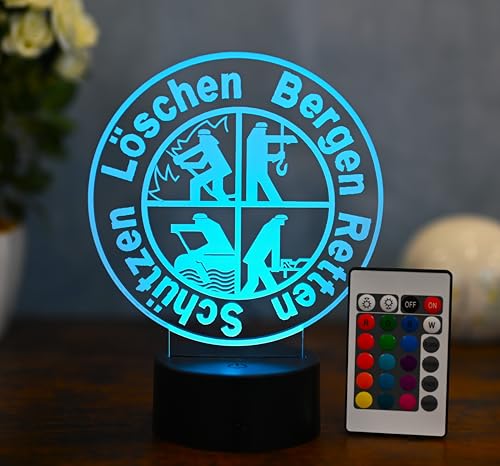Optechvisual Feuerwehr LED Tischlampe geschenkidee für Feuerwehrmann, Feuerwehrfrau, Freiweillige Feuerwehr geschenk als Wohnungsdekoration Leselampe und Kinder Nachtlicht.