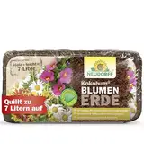 Neudorff KokoHum BlumenErde – Praktische Brikett-Erde erspart schweres Schleppen und ist ideal für kräftiges Wurzelwachstum, 7 Liter, Braun