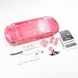 Vollgehäuse, Schutzhülle mit Tasten, Schrauben und Schraubendrehern für Sony PSP 3000, 3001, 3002, 3003 und 3004 Transparent/Pink