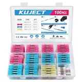Kuject 100stk Quetschverbinder Set Kabelverbinder Stoßverbinder Wasserdicht Schrumpfverbinder 10-22 AWG Stossverbinder