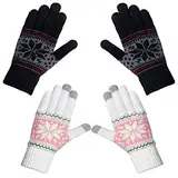 Chalier Fashion Handschuhe Damen Winter Warme Touchscreen Winterhandschuhe Schnee Blume Druck halten warm mit Kaschmir für Frauen und Männer MEHRWEG