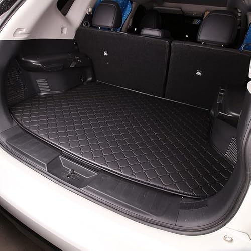 Auto Kofferraummatten für KIA Sorento 7seat 2021-2022 2023 2024 2025, Leder rutschfest Kofferraumwanne Wasserdicht Kofferraum Schutzmatte Kratzfest Zubehör,Black