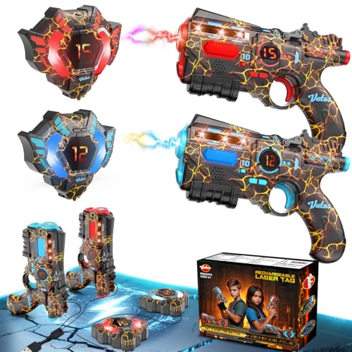 VATOS Wiederaufladbare Laser Tag Set mit 2 Spielern - 2.4GHz Daten Voll SYNC 2 Pistolen & 2 Westen, Geburtstagsspielzeug & Ideen Laser Tag Gun für Kinder Teen Erwachsene für Outdoor aktivitäten