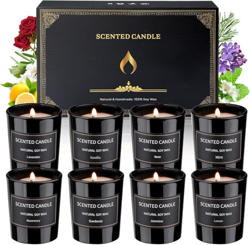 Dsclavacy Duftkerzen Geschenke für Frauen, 8 Pack 96.4 g Kerzen Set, Natürliches Sojawachs, Aromatherapie Kerzen für Geburtstag, Weihnachtsgeschenke