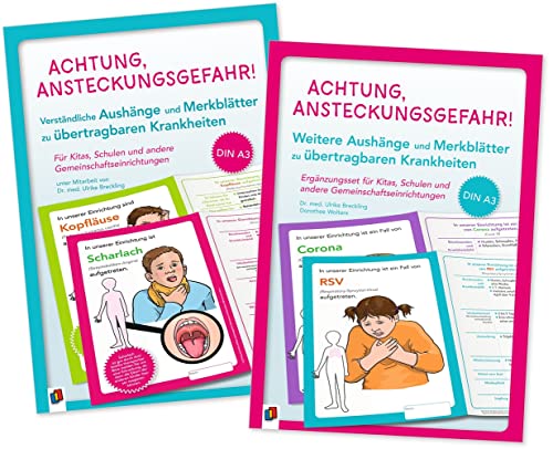 Paket: Achtung, Ansteckungsgefahr! – 24 verständliche Aushänge und Merkblätter zu übertragbaren Krankheiten: umfasst „Achtung, Ansteckungsgefahr!“ (9783834640918) und Ergänzungsset (9783834663405)