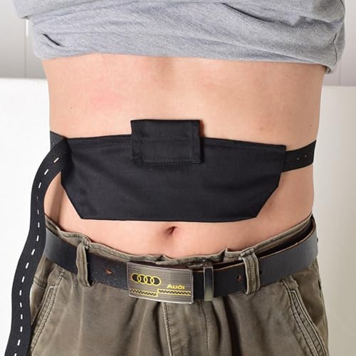 Dremdo Peritoneal Dialysekanal Gürtel, Katheter Fixierung Gerät Abdominal Dialysegurt, Einstellbare Schutzgurt Mit Schlitzen Beutel Für Sichere Dialyseleitung & Peg G Fütterungsschlauch,Schwarz