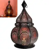 Gadgy Orientalische Lampe Metall 36cm - Marokkanisches Lampe mit Schatteneffekt - Orientalische Laterne handgemacht 36 cm ideal als Balkon-Deko - Ramadan Dekoration Windlicht innen und außen