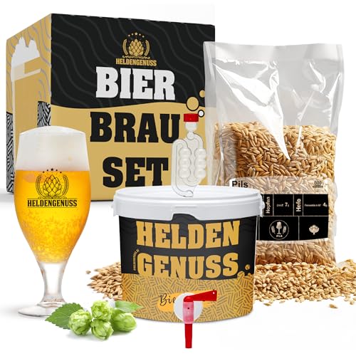 Heldengenuss - Bierbrauset Pils - 5L Bier - [Echtes Brauerlebnis] - Bier brauen Set Mit Videoanleitung - Bier Geschenke für Männer