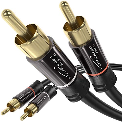 KabelDirekt – 0,5 m Cinch Kabel, Stereo Audio 2 x 2 Cinch besonders bruchfest & brillante Tonqualität (Koaxialkabel, RCA-Kabel, Subwoofer/Verstärker/HiFi & Heimkino/Blu-ray, analog & digital)