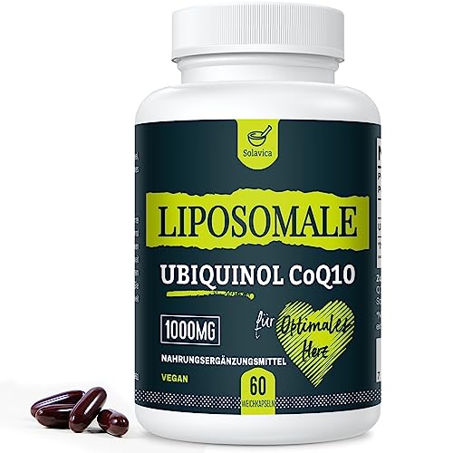 Liposomale Ubiquinol CoQ10 1000 mg – Aktive Form, Vegan, leicht zu schlucken, 60 Softgels – Ohne Gentechnik, Soja & Gluten