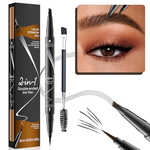 Augenbrauenstift, Augenbrauenstift Wasserfest, 2-in-1 Dual-Ended Microblading Augenbrauenstift, Wischfest Eyebrow Pencil Kann Leicht Natürliche Augenbrauenfarbe