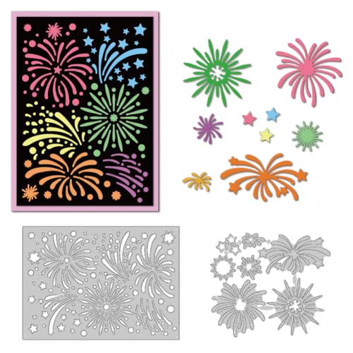 DELORIGIN Stanzformen Mit Feuerwerk Kartenherstellung Stanzschablone Aus Karbonstahl Stanzungen Scrapbooking Prägeschablonen Rahmen Neuheiten Für Karten Papierbastelalbum Einladung Geschenkdekor