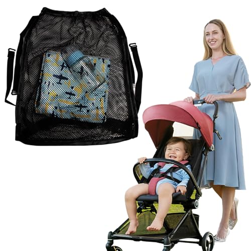 Einkaufstasche Kinderwagennetz Rollstuhlnetz,Einkaufsnetz für Rollstühle, Rollatoren und kinderwagen mit praktischem Sichtschutz Innenfutter universelle Befestigung für dieRollstuhl, meisten Griff