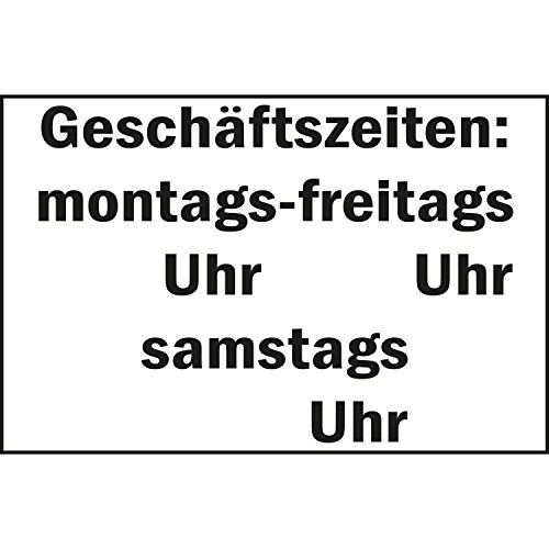 Hinweisschild "Geschäftszeiten" | 250x150 mm | weiß/schwarz | 1 Stück