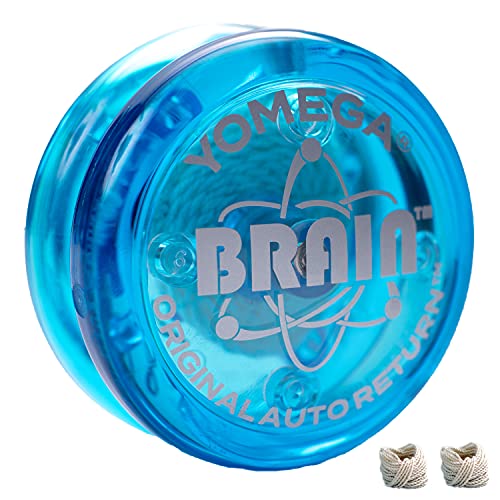 Yomega DAS ORIGINAL Brain - Professionelles Yoyo für Kinder und Anfänger, reaktionsschneller Automatische Rückkehr Yo Yo am besten für Seiten Tricks + zusätzliche 2 Seiten (Blau)