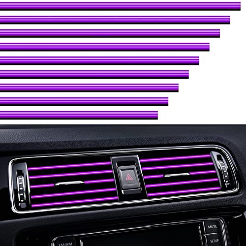VICDUEKG 10 Stück Auto Lüftungsschlitz Dekoration, 20cm Auto Styling Zierleisten DIY Lüftungsgitter Innenausstattung Streifen, Auto Zubehör Innenraum für die Meisten Lüftungsschlitze (Violett)