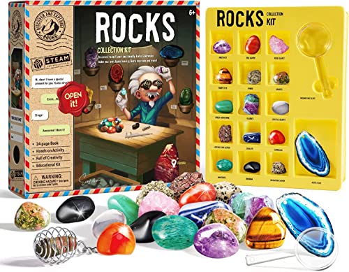 EDUMAN Mineralien Set 16 Stück Edelstein für Kinder, Mineraliensammler und Edelstein-Liebhaber, Perfekt Kindergeburtstag Mitgebsel Gastgeschenke Set Mädchen Jungen 6 8 12 Jahre