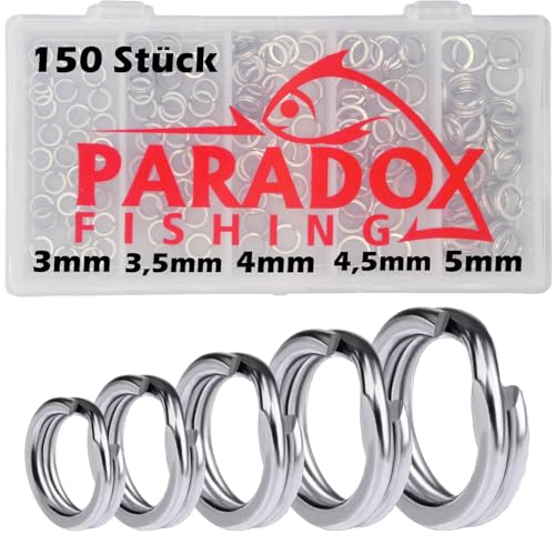 Paradox Fishing Sprengring Set 150 Stück I Sprengringe Angeln Sprengringzange Wirbel Angeln
