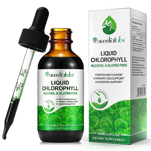 Chlorophyll Tropfen, 60ml Flüssiges Chlorophyll Vegan (100 mg je Tagesdosis) zur Entgiftung und Reinigung, Energie-Booster, unterstützt die Verdauung