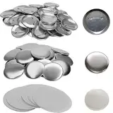 FSSTUD 100 Stück 25 mm Metall-Knopfnadeln, blanko, runde Abzeichen, Pinback-Knopfnadeln, Schalen, Rückseiten mit transparenten Folien, Abzeichenherstellungszubehör, 25 mm, Kein Edelstein