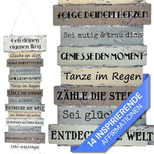 Bada Bing Wandschild Lebenseinstellung Motivation - Gehe deinen eigenen Weg - ca. 41 x 15 cm Familie Schulkind Jugendweihe Bild Planken Optik Holz Spruch Schild Geschenk Wandbild 09