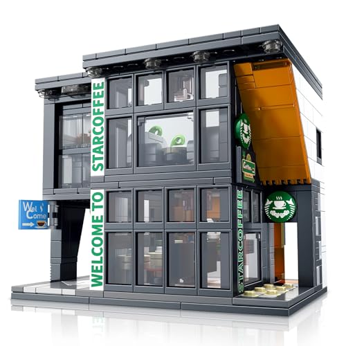 HIGH GODO City Kaffee Haus Bausteine Set, 581 Stüke Klemmbausteine Cafe Architecture Straßenansicht Deko Modell Bausatz, Creative Geschenke für Kinder Erwachsene Sammler