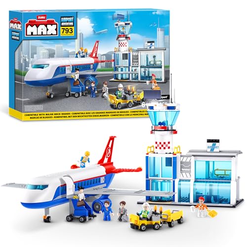 MAX Adventure Spielset Flughafen (793 Teile) Bausteine Spielzeug für Kinder ab 5 Jahren Fahrzeuge Auspacken Entdecken
