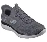 Skechers Herren Summits Key Pace Sneakers, Anthrazitfarbenes Netzgewebe, schwarzer Besatz, 41 EU