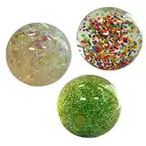 BUSDUGA 4214 3er Set Riesengummiball mit 3verschiedenen Füllungen, Ø je ca. 10cm, Wasserball mit Kügelchen, Glitzer oder Fäden Ball