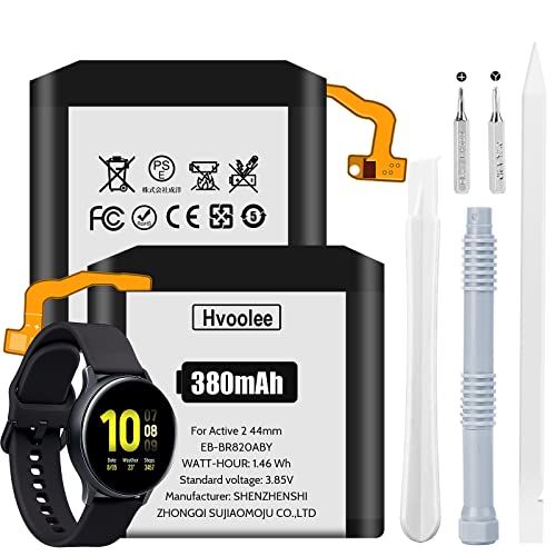 hvoolee 380mAh Ersatz Akku für Samsung Galaxy Watch Active 2 44mm Interner Ersatzakku EB-BR820ABY mit professionellen Reparaturset