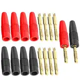 Cleqee 10 Stück 4mm Bananenstecker männlicher Stecker vergoldet Löttyp Adapter für DIY elektrische Prüfung