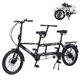 Coslike Tandemfahrrad - City Tandem Faltrad, Faltbares Tandem Adult Beach Cruiser Fahrrad Einstellbar 7 Geschwindigkeiten, CE FCC CCC, Schwarz, 82.6x13.8x43.3 inch