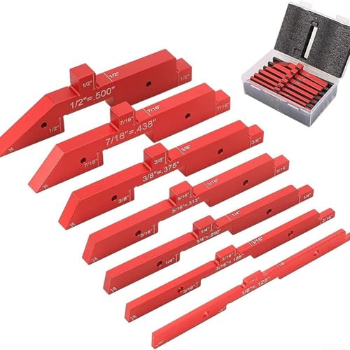 Präzise für die Zaunherstellung mit 7-teiligem Messblock-Set aus Aluminiumlegierung (rot)