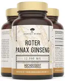 Ginseng Kapseln - Roter Panax Ginseng Extrakt 12.500 mg pro Tagesdosis - Echter Koreanischer Ginseng Wurzel mit 20% Ginsenoside - 60 Tabletten - Hochdosiert - Laborgeprüft - Vegan