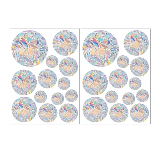 Runden Prisma Fensteraufkleber,26 PCS Sonnenfänger Vogel Anti Kollisions Fenster Aufkleber Prisma Fensteraufklebers Fensteraufkleber Regenbogen Fensterfolie,Vogelschutz für Glasscheiben,für Window