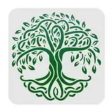 FINGERINSPIRE Baum des Lebens Musterschablonen Dekorationsvorlage 20x20cm Kunststoff Baum Zeichnung Malschablonen Quadratische Wiederverwendbare Schablonen zum Malen auf Holz, Boden, Wand und Fliesen…