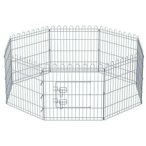 Feandrea Freilaufgehege Kaninchen, faltbar, transportabel, silbern PPK001W01