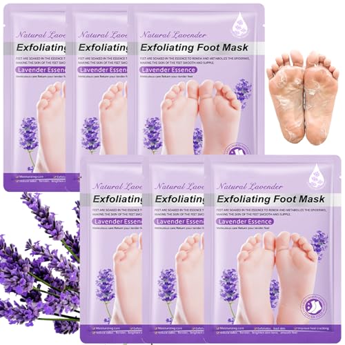 Katyjun 6 Paar Fussmaske Socken, Lavendel Foot Peel Mask Hornhaut und Abgestorbene Haut Entfernen