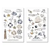 Maritimes Sticker Set - Aufkleber Meer, Journal Sticker, Sticker Möwen, Wale, Muscheln, Strand, Meer, Urlaub, Reisetagebuch, Vogel, Vögel