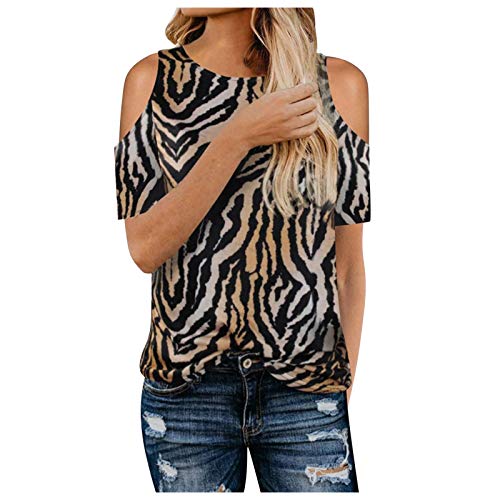 Shirt für Frauen Kink Sexy Off Shoulder Daily Stylsih Tops T Shirt Damen Sexy (Black, S)